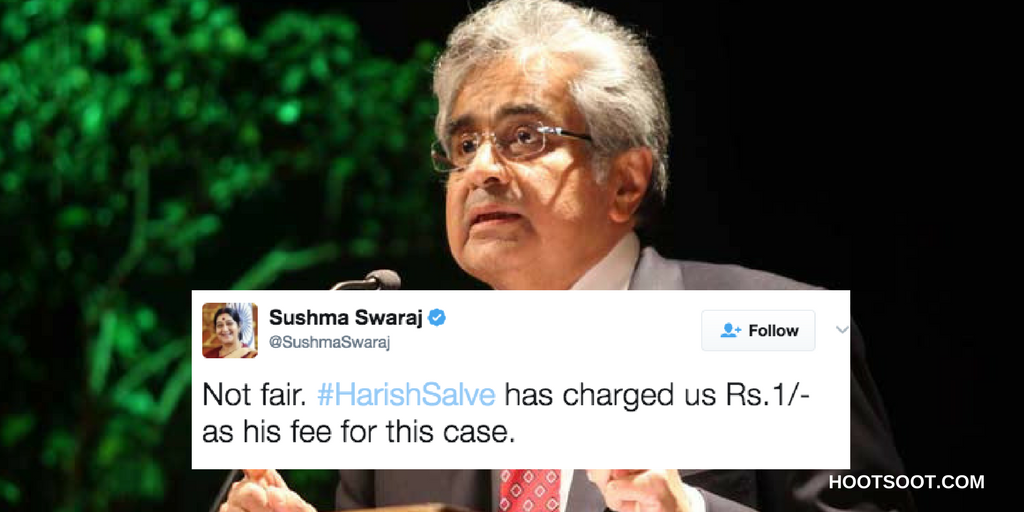 Harish Salve has charged a token fees of Rs 1 to fight Kulbhushan ...